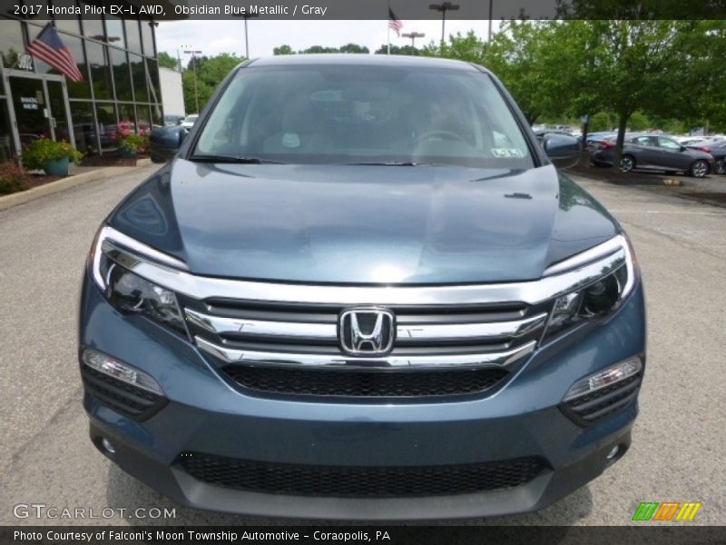 Obsidian Blue Metallic / Gray 2017 Honda Pilot EX-L AWD