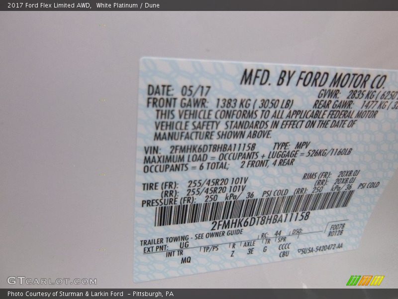 White Platinum / Dune 2017 Ford Flex Limited AWD