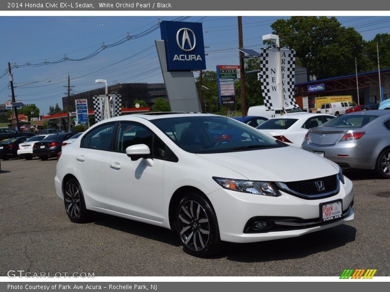 White Orchid Pearl / Black 2014 Honda Civic EX-L Sedan