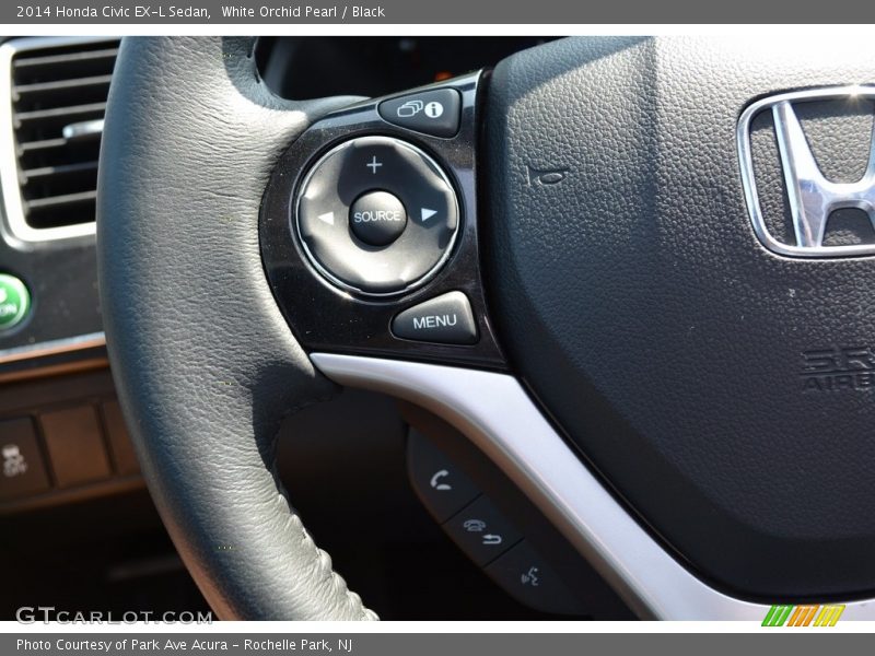 White Orchid Pearl / Black 2014 Honda Civic EX-L Sedan