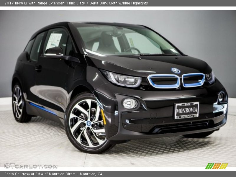 Fluid Black / Deka Dark Cloth w/Blue Highlights 2017 BMW i3 with Range Extender