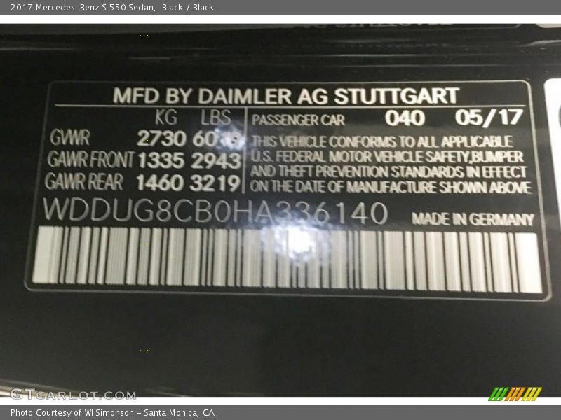 Black / Black 2017 Mercedes-Benz S 550 Sedan