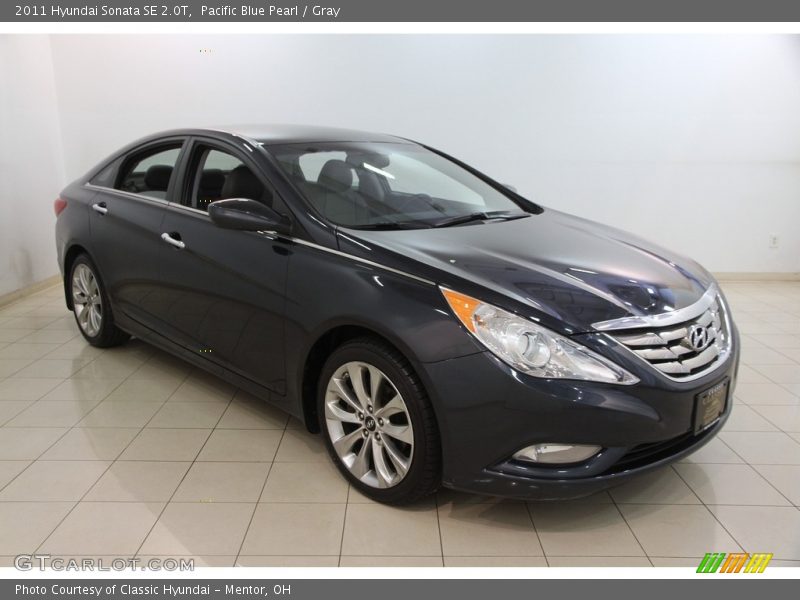 Pacific Blue Pearl / Gray 2011 Hyundai Sonata SE 2.0T