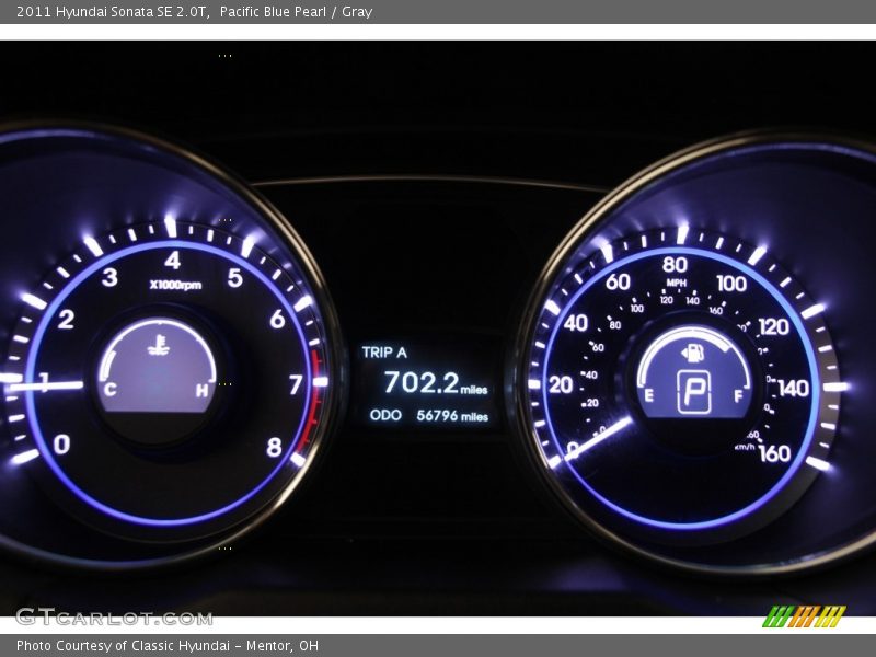 Pacific Blue Pearl / Gray 2011 Hyundai Sonata SE 2.0T