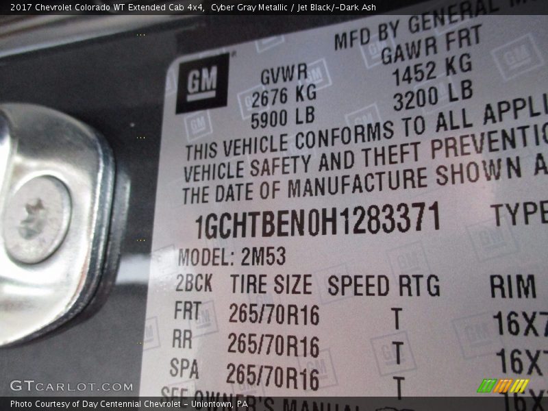 Cyber Gray Metallic / Jet Black/­Dark Ash 2017 Chevrolet Colorado WT Extended Cab 4x4