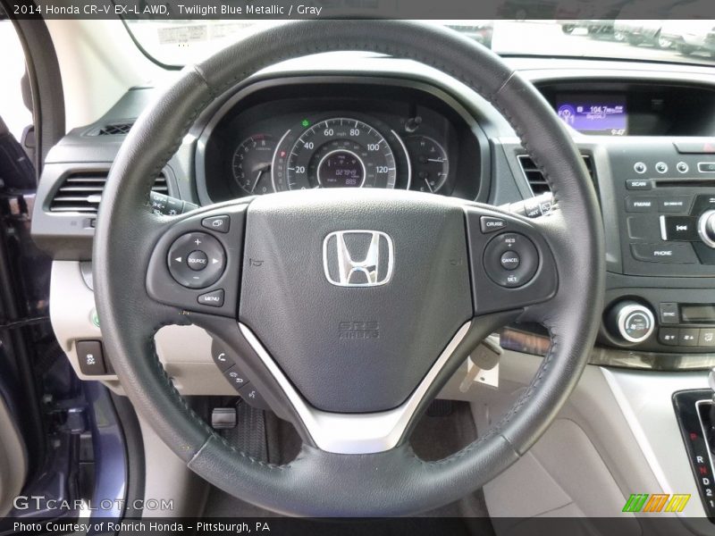 Twilight Blue Metallic / Gray 2014 Honda CR-V EX-L AWD