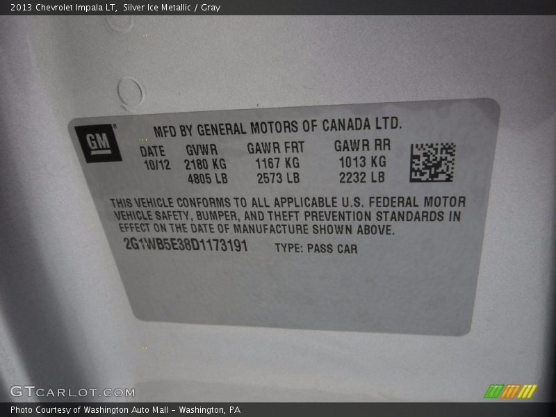 Silver Ice Metallic / Gray 2013 Chevrolet Impala LT