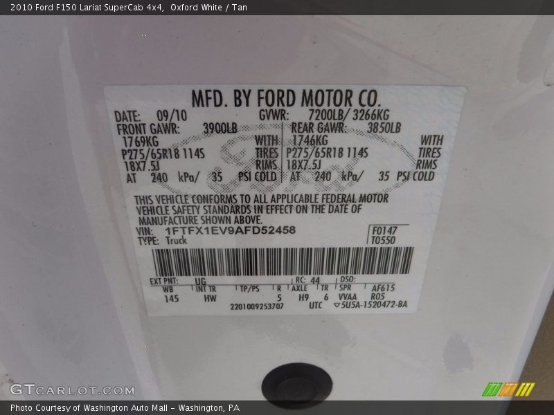 Oxford White / Tan 2010 Ford F150 Lariat SuperCab 4x4