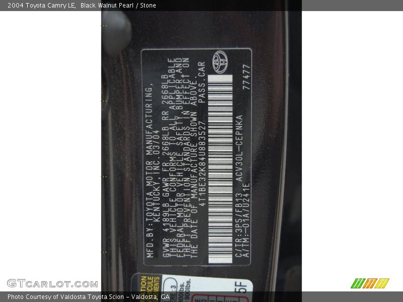 Black Walnut Pearl / Stone 2004 Toyota Camry LE