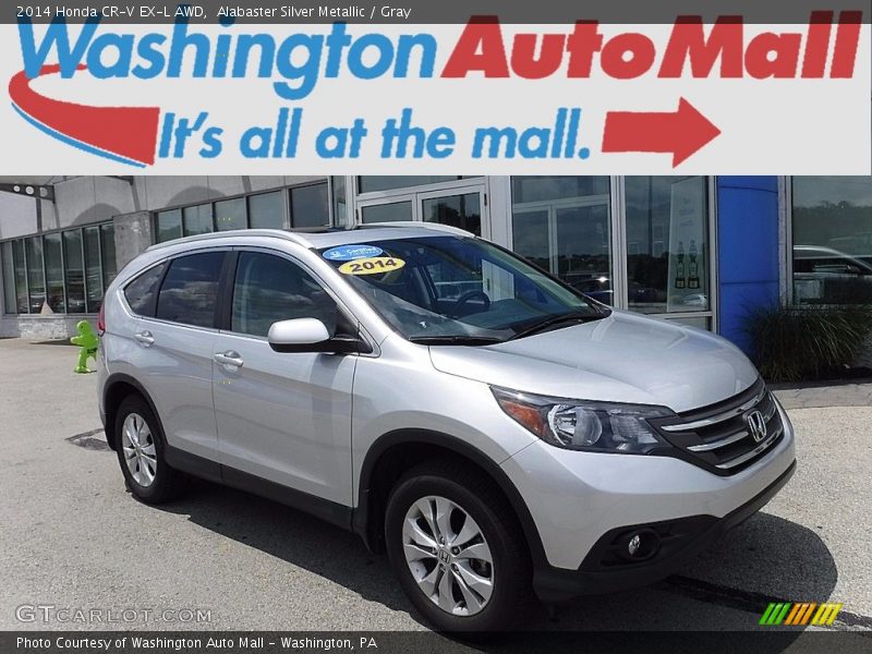 Alabaster Silver Metallic / Gray 2014 Honda CR-V EX-L AWD