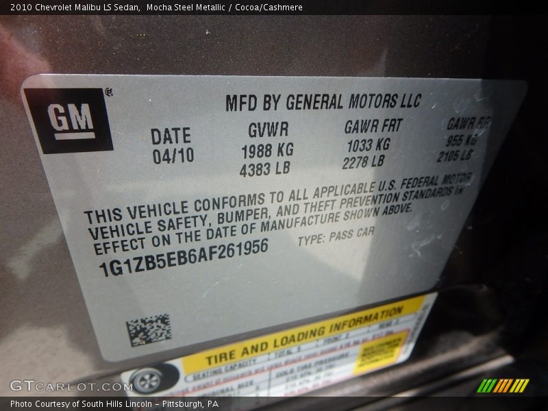 Mocha Steel Metallic / Cocoa/Cashmere 2010 Chevrolet Malibu LS Sedan