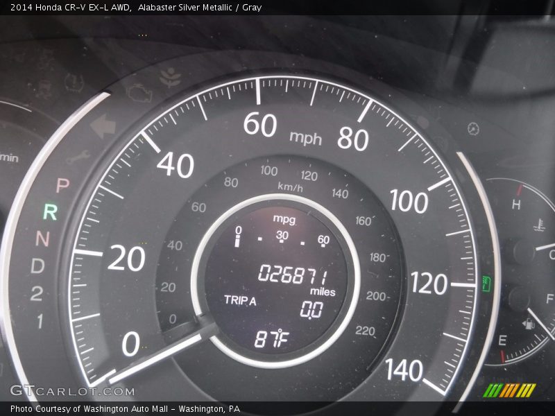 Alabaster Silver Metallic / Gray 2014 Honda CR-V EX-L AWD