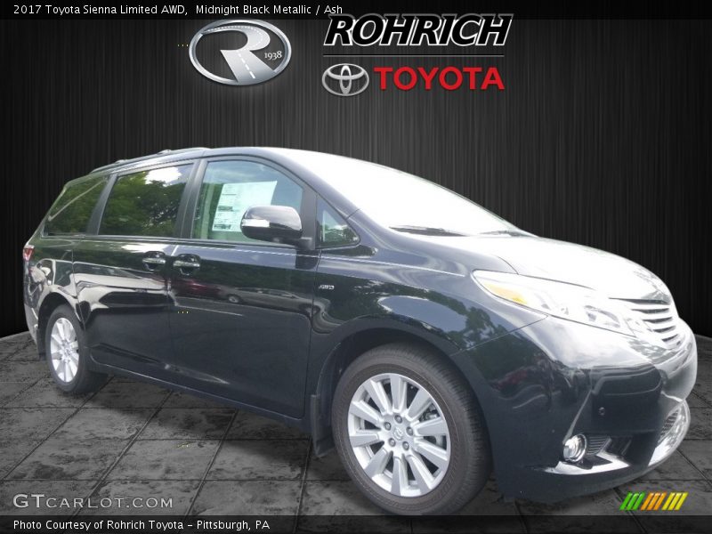 Midnight Black Metallic / Ash 2017 Toyota Sienna Limited AWD
