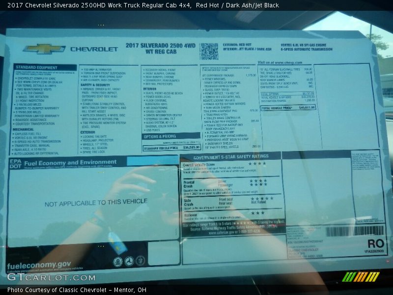 Red Hot / Dark Ash/Jet Black 2017 Chevrolet Silverado 2500HD Work Truck Regular Cab 4x4