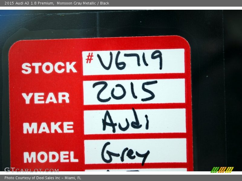 Monsoon Gray Metallic / Black 2015 Audi A3 1.8 Premium