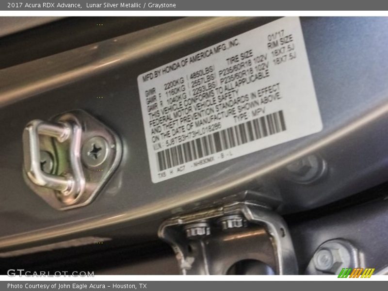 Lunar Silver Metallic / Graystone 2017 Acura RDX Advance