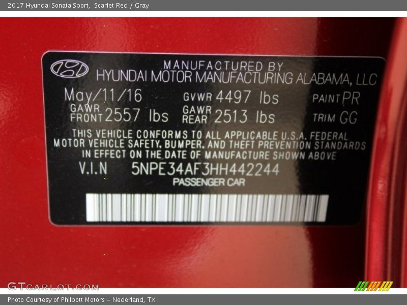 Scarlet Red / Gray 2017 Hyundai Sonata Sport