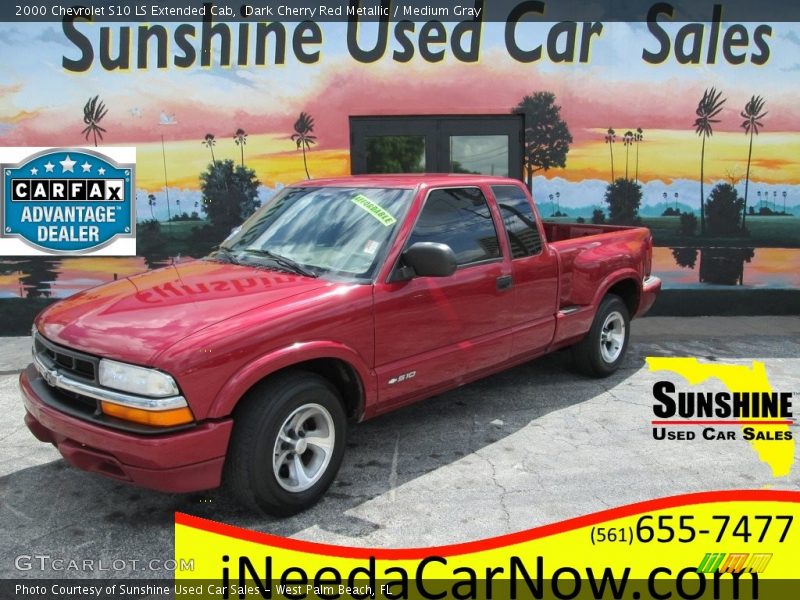 Dark Cherry Red Metallic / Medium Gray 2000 Chevrolet S10 LS Extended Cab