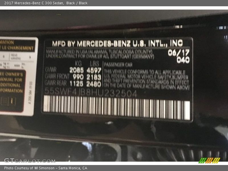 Black / Black 2017 Mercedes-Benz C 300 Sedan