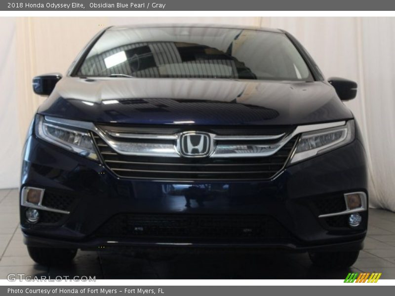 Obsidian Blue Pearl / Gray 2018 Honda Odyssey Elite