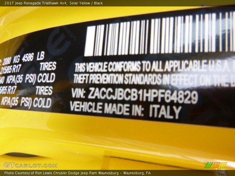 Solar Yellow / Black 2017 Jeep Renegade Trailhawk 4x4