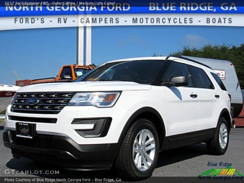Oxford White / Medium Light Camel 2017 Ford Explorer FWD