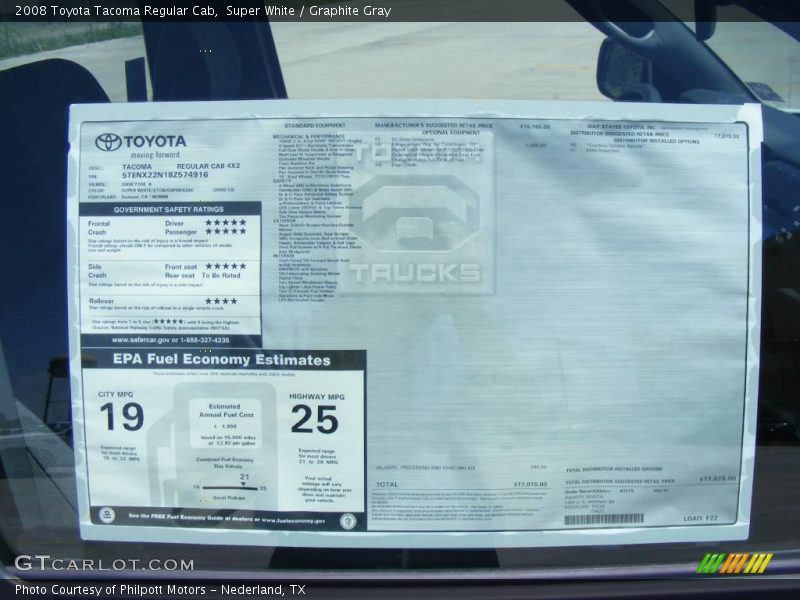 Super White / Graphite Gray 2008 Toyota Tacoma Regular Cab
