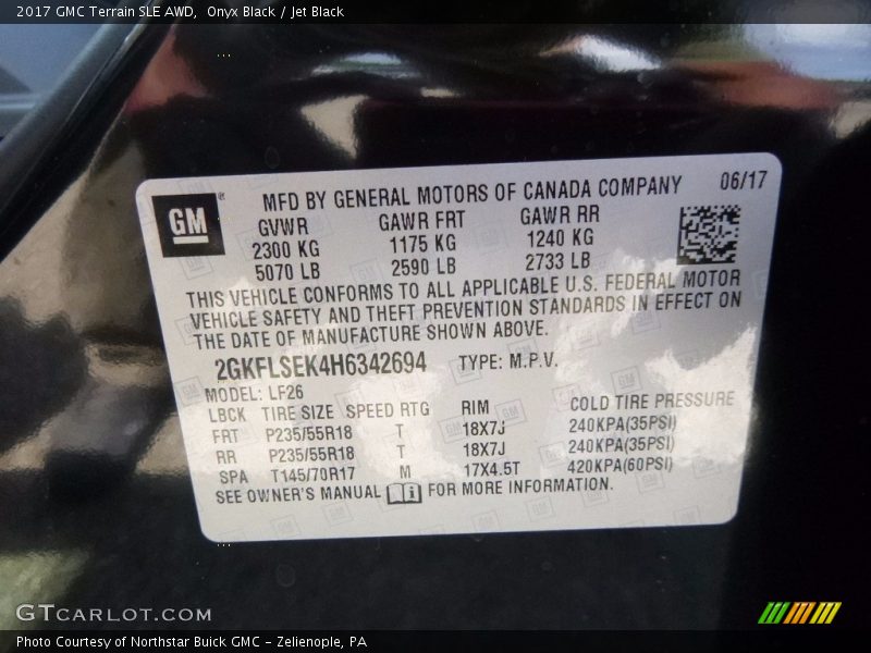 Onyx Black / Jet Black 2017 GMC Terrain SLE AWD