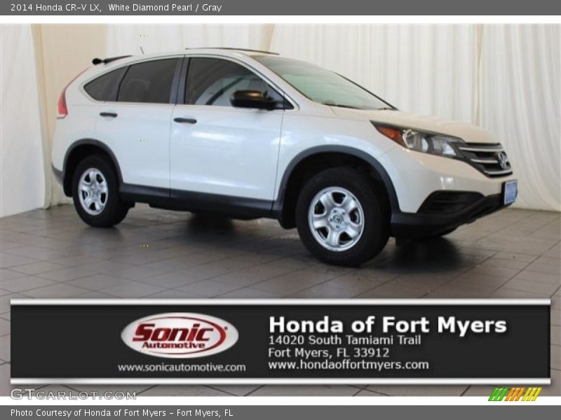 White Diamond Pearl / Gray 2014 Honda CR-V LX