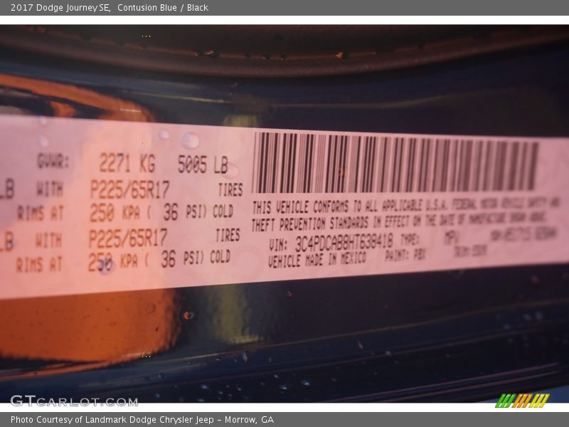 Contusion Blue / Black 2017 Dodge Journey SE
