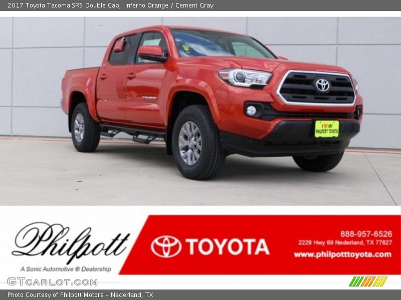 Inferno Orange / Cement Gray 2017 Toyota Tacoma SR5 Double Cab