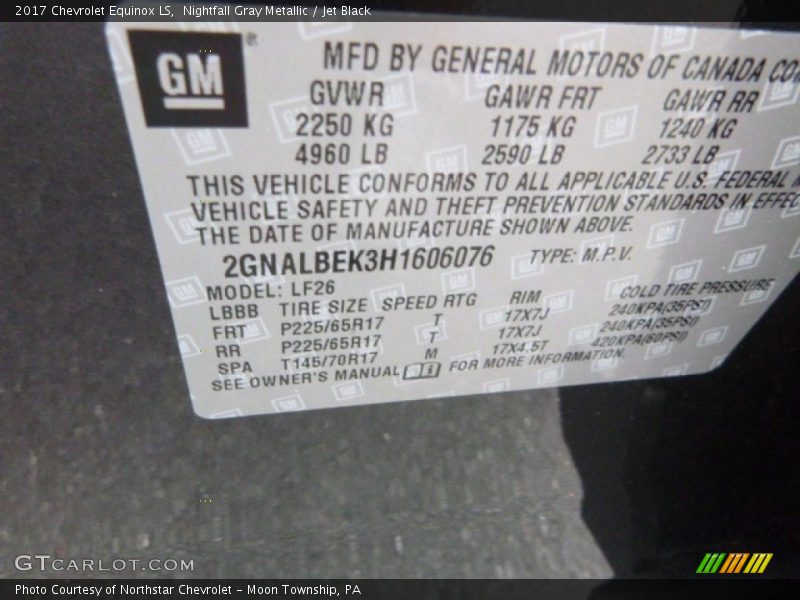 Nightfall Gray Metallic / Jet Black 2017 Chevrolet Equinox LS