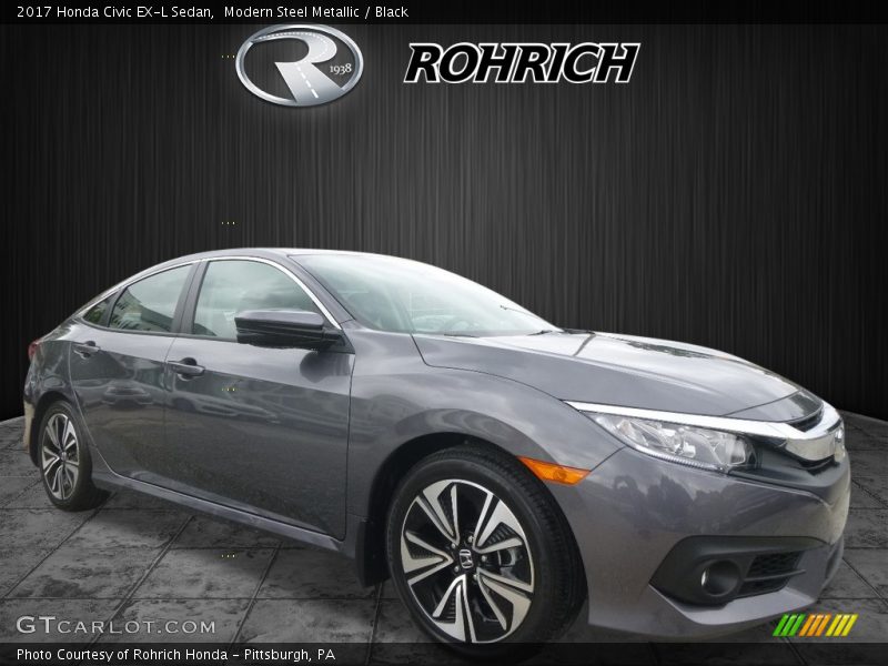 Modern Steel Metallic / Black 2017 Honda Civic EX-L Sedan