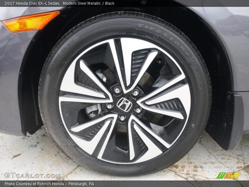 Modern Steel Metallic / Black 2017 Honda Civic EX-L Sedan