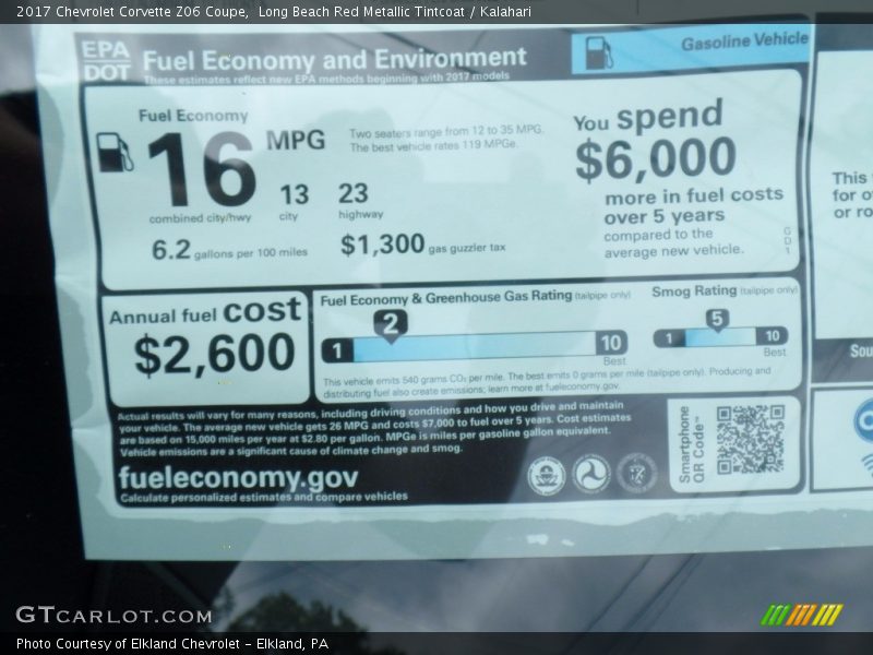 Long Beach Red Metallic Tintcoat / Kalahari 2017 Chevrolet Corvette Z06 Coupe