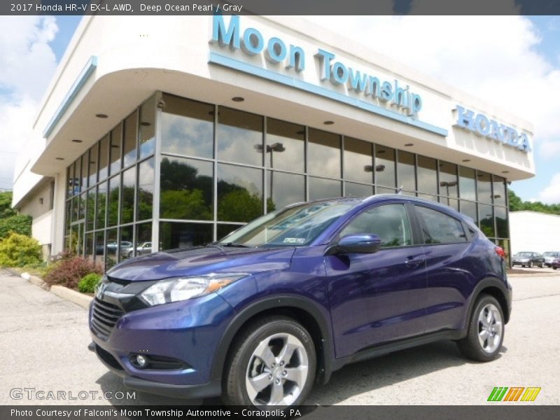 Deep Ocean Pearl / Gray 2017 Honda HR-V EX-L AWD