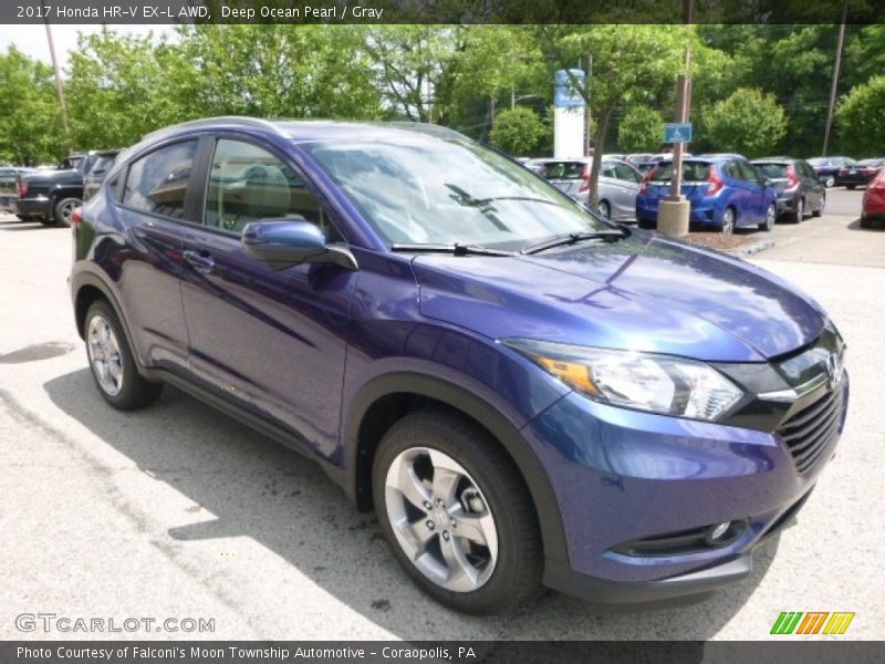 Deep Ocean Pearl / Gray 2017 Honda HR-V EX-L AWD