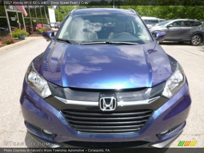 Deep Ocean Pearl / Gray 2017 Honda HR-V EX-L AWD