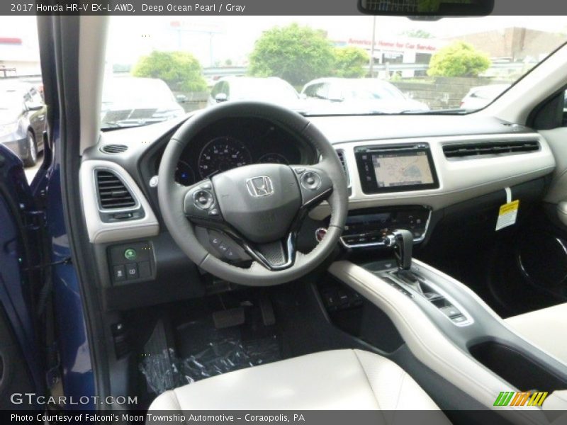 Deep Ocean Pearl / Gray 2017 Honda HR-V EX-L AWD