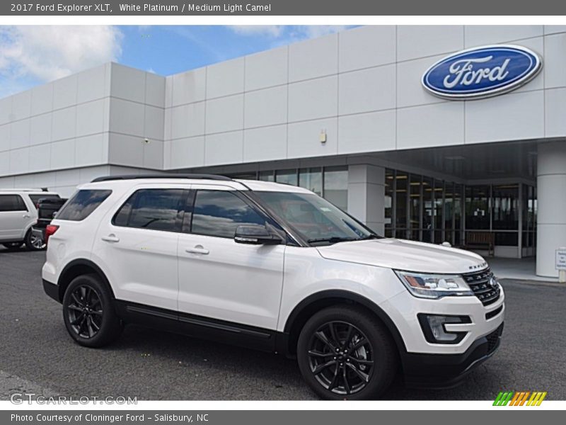 White Platinum / Medium Light Camel 2017 Ford Explorer XLT