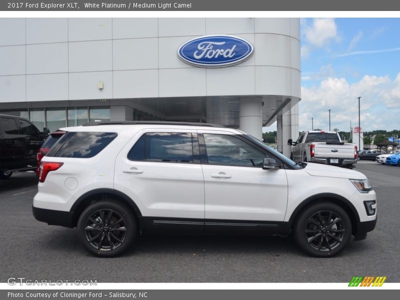 White Platinum / Medium Light Camel 2017 Ford Explorer XLT