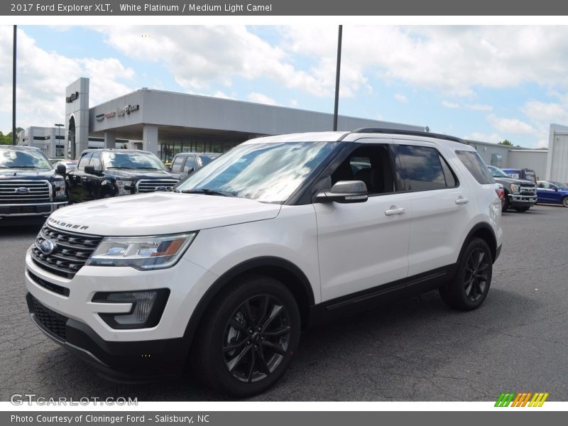 White Platinum / Medium Light Camel 2017 Ford Explorer XLT