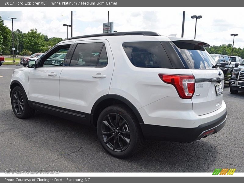 White Platinum / Medium Light Camel 2017 Ford Explorer XLT
