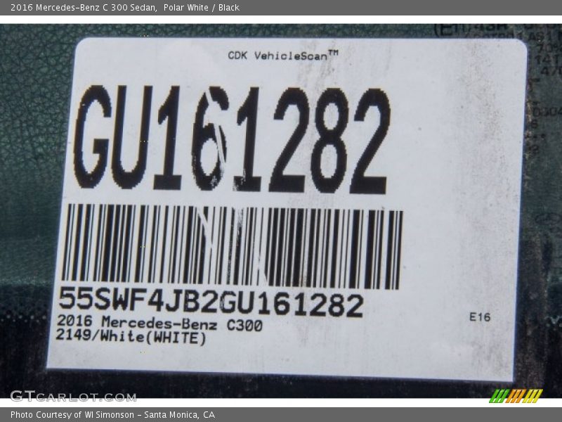 Polar White / Black 2016 Mercedes-Benz C 300 Sedan