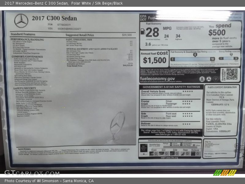 Polar White / Silk Beige/Black 2017 Mercedes-Benz C 300 Sedan