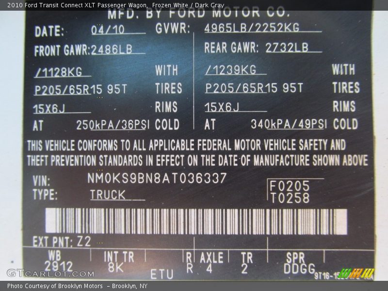 Frozen White / Dark Gray 2010 Ford Transit Connect XLT Passenger Wagon