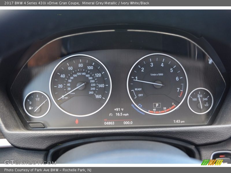Mineral Grey Metallic / Ivory White/Black 2017 BMW 4 Series 430i xDrive Gran Coupe