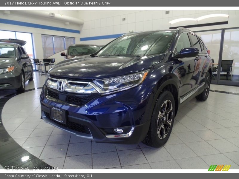 Obsidian Blue Pearl / Gray 2017 Honda CR-V Touring AWD