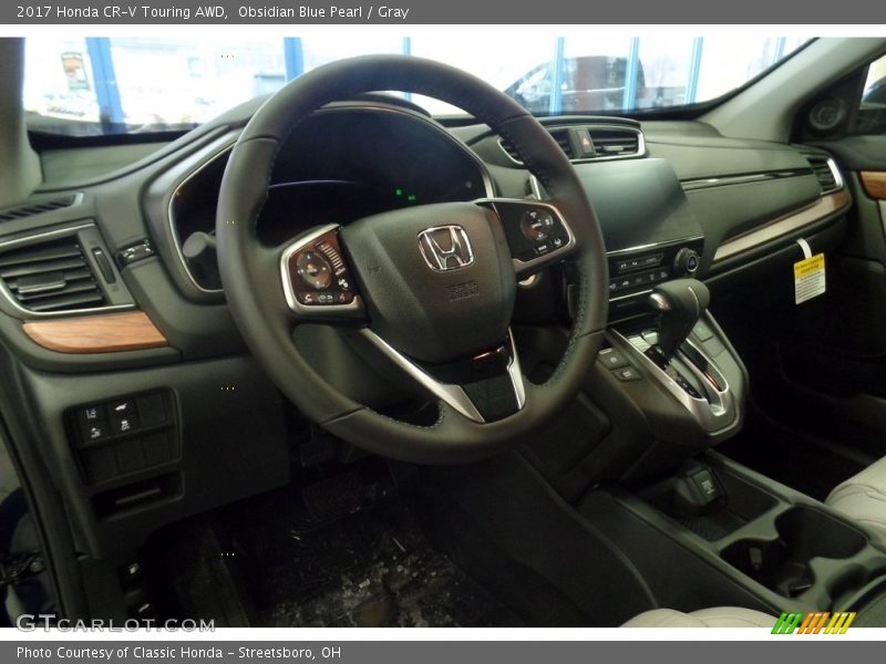 Obsidian Blue Pearl / Gray 2017 Honda CR-V Touring AWD