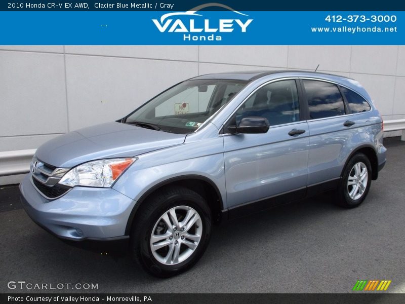 Glacier Blue Metallic / Gray 2010 Honda CR-V EX AWD